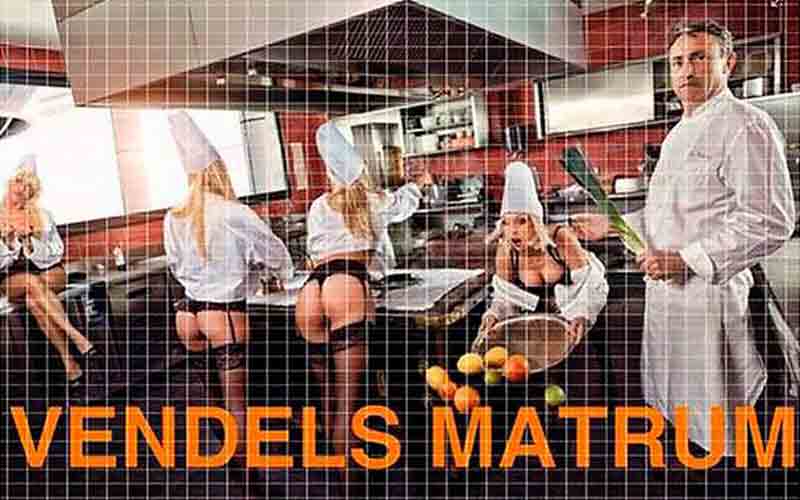 Kändiskocken Anders Vendel valde att marknadsföra sina nya restaurang med den här bilden. För visst vill man äta på restauranger där maten lagas av kockar i string?